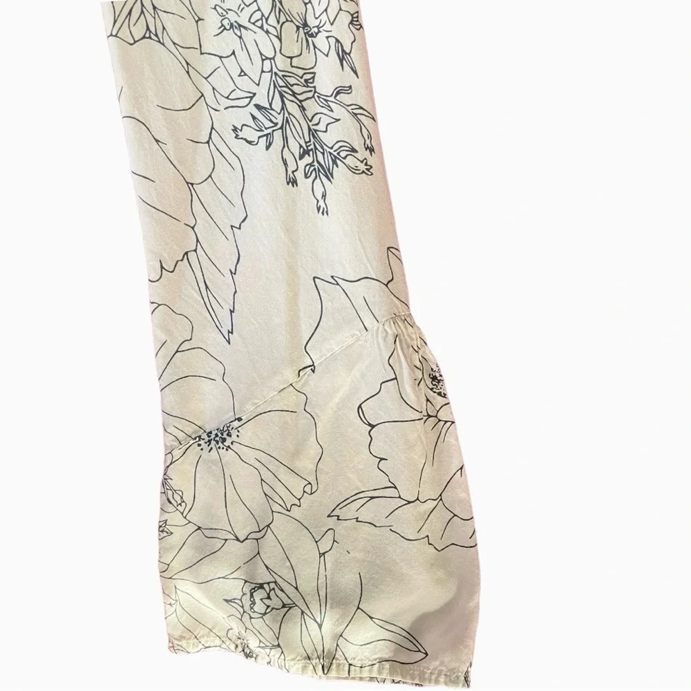 Anthropology Cloth & Stone Long Sleeve Shirt. Ivory With Grey Floral Sketch. M - Picture 6 of 6